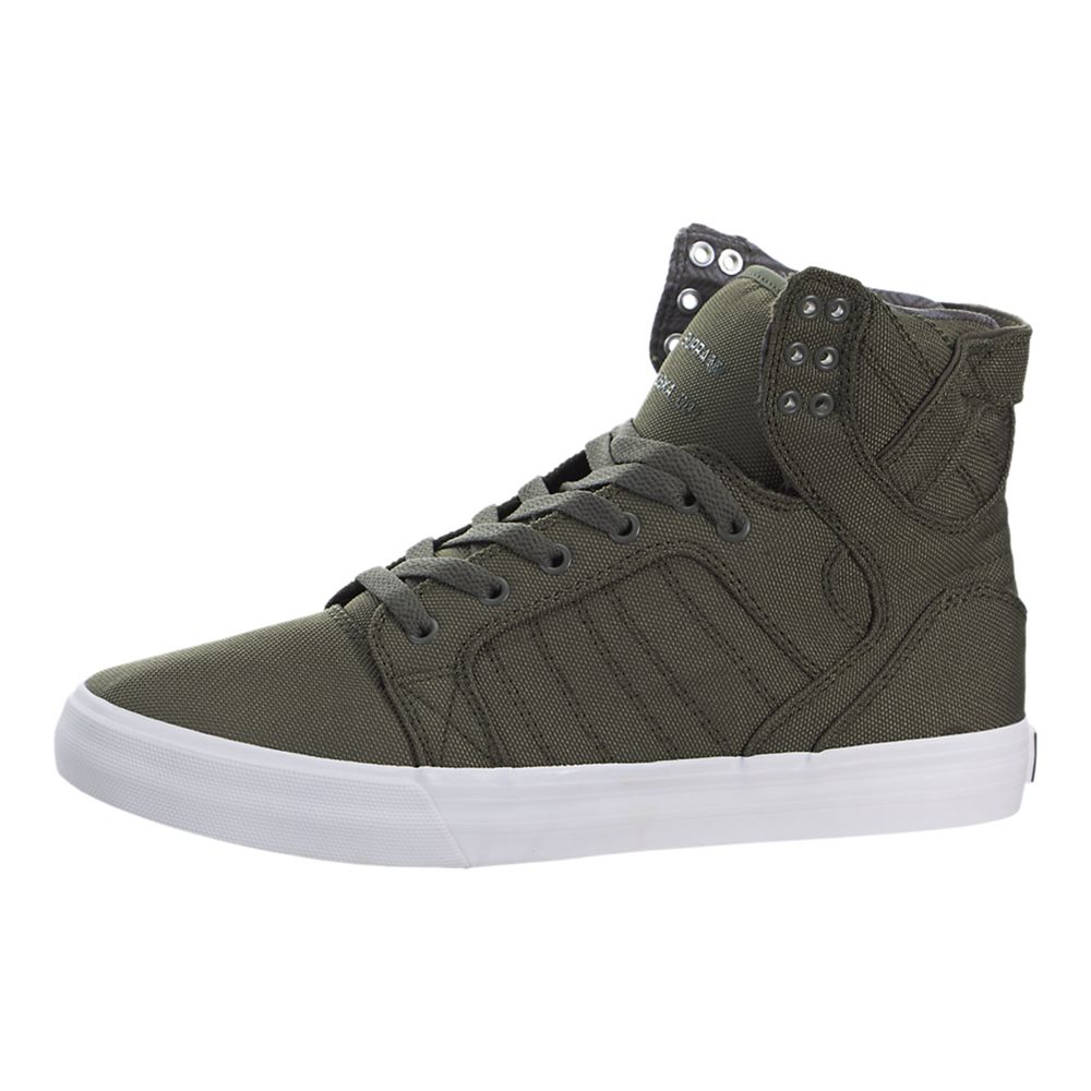 Baskets Montantes Supra SkyTop Vert Dusty Olive/White Homme | YFE-84016668